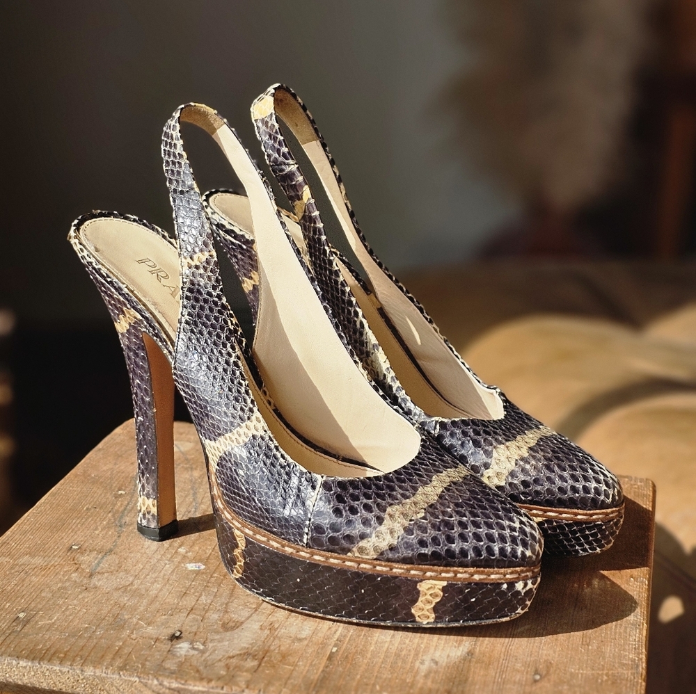 Prada Python Print Slingback Heels - image 2